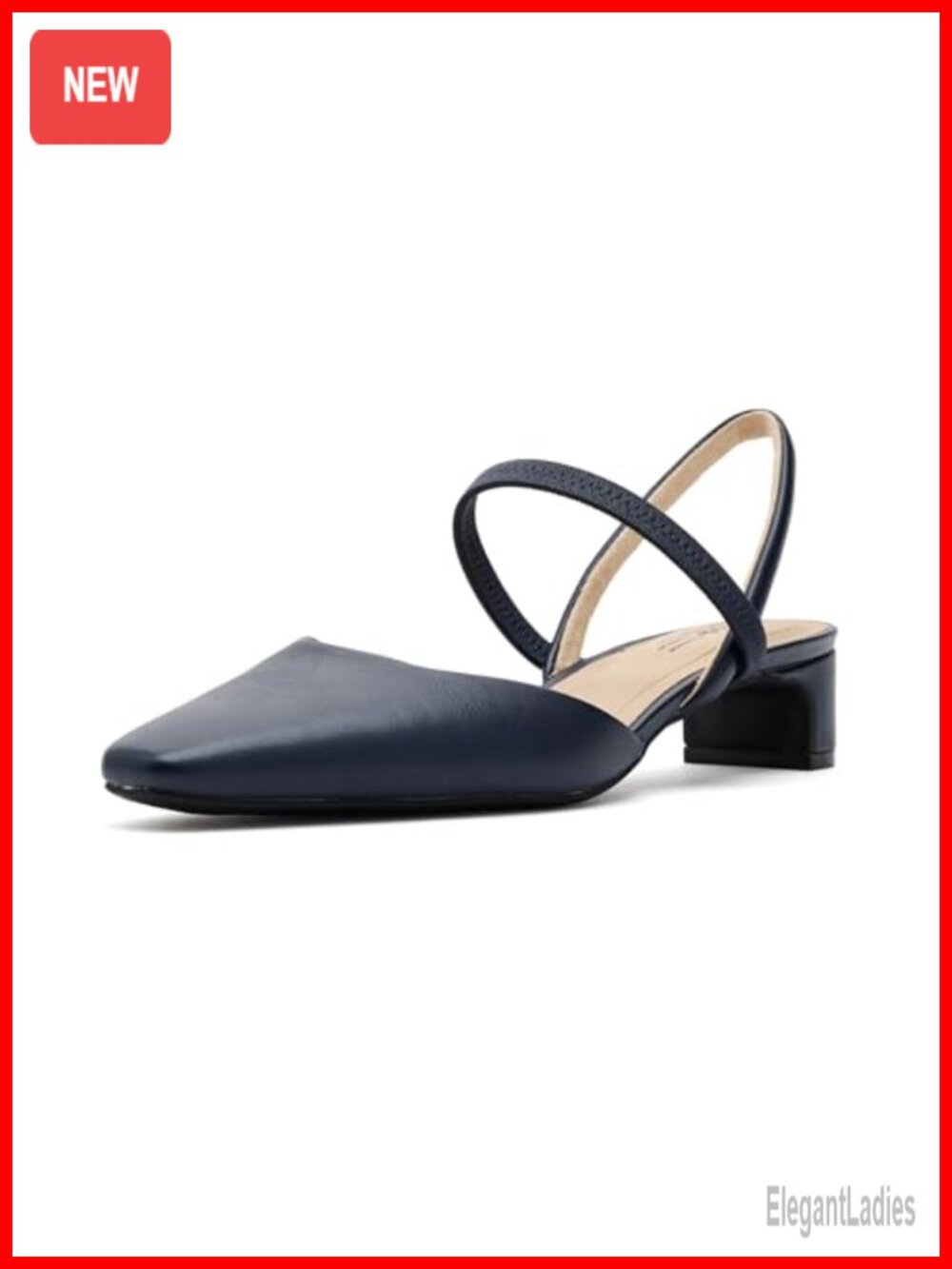 LifeStride Lainey Pump Block Heel Square Toe Slingback Synthetic Rubber Sole